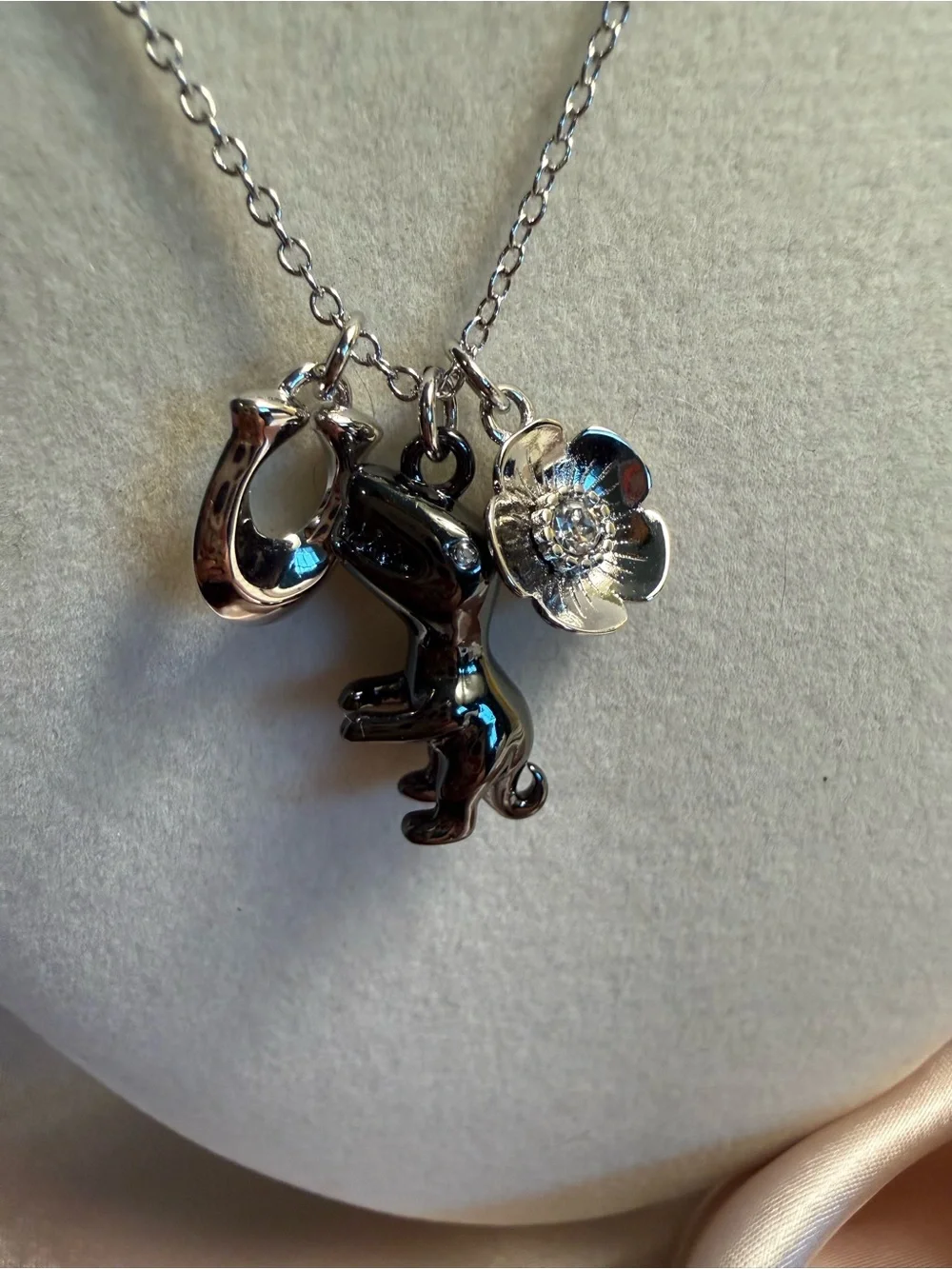 Coach Silver-Tone Charm Necklace with Rexy and Accents
